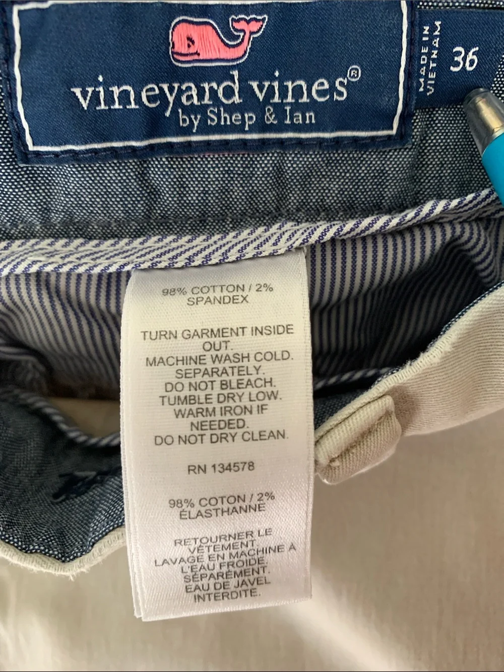 Vineyard Vines Men Chino Stretch Light Gray Shorts Size 36